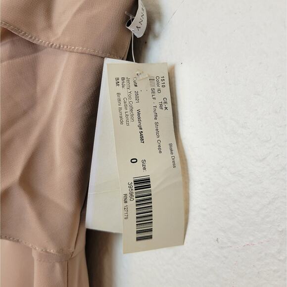 🚨NEW JENNY YOO Blake Dress In Truffle Tan Crepe Wedding Bridesmaid Prom Size 0 - Picture 10 of 14
